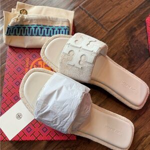 Tory Burch ivory double sport slide  Sz.9 NIB